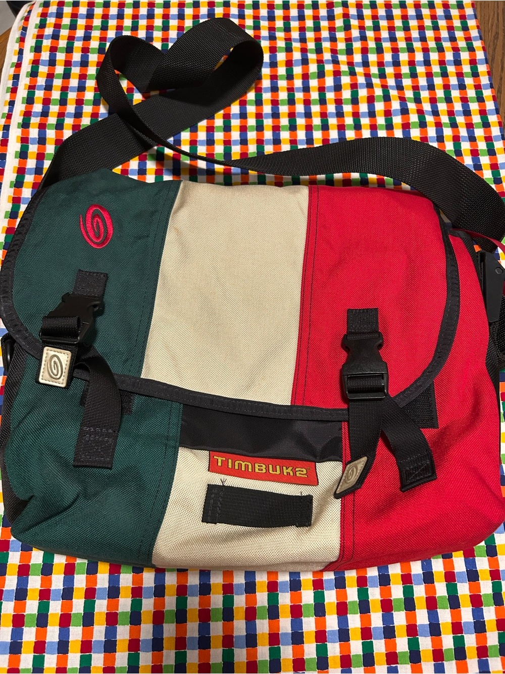 Timbuk2 Tricolor Messenger Bag in Red, Green & Cream